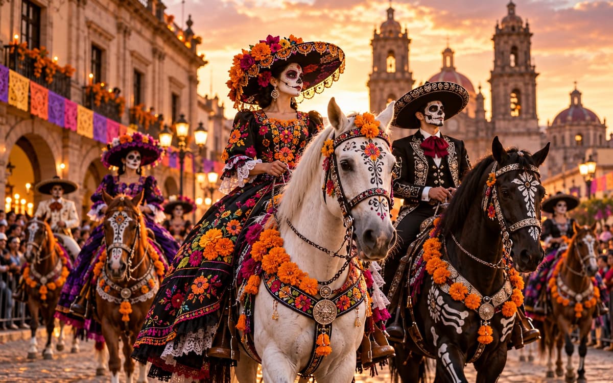 Catrinas en caballos